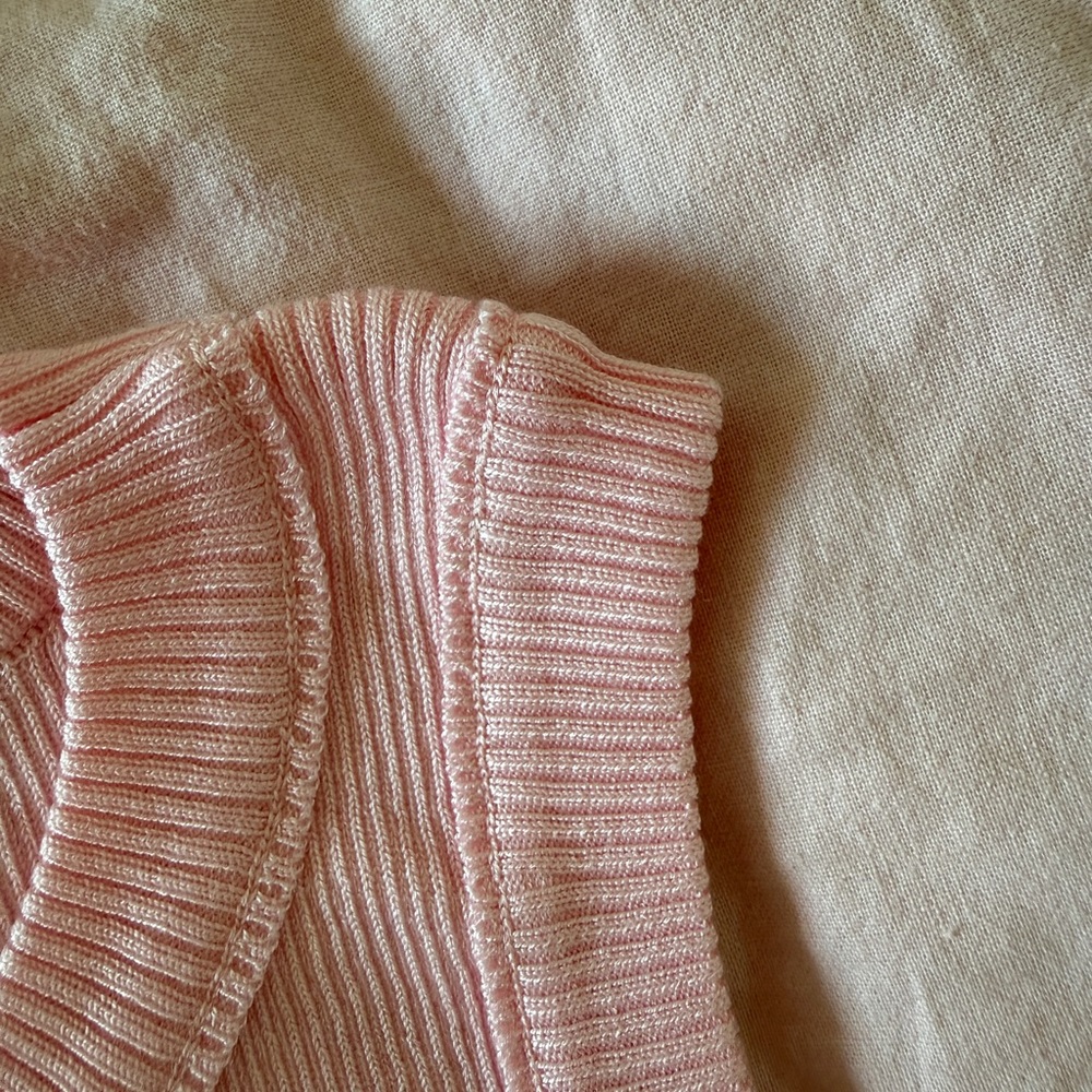 Celine Light Pink Ribbed Tank Top with Embroidered Logo - Picture 8 of 10
